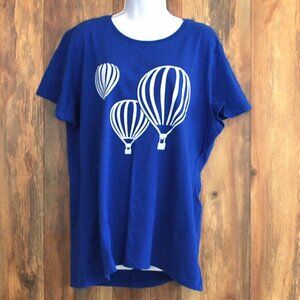 Port & Co Hot Air Balloon Ballooning Short Sleeve Graphic Tee Blue XXL